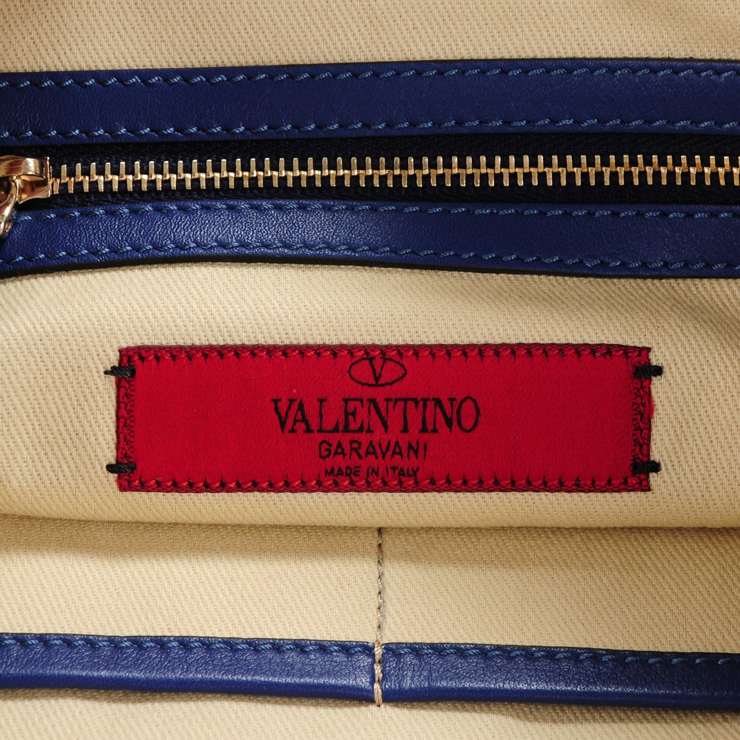 Calfskin Zip Wristlet Pouch Blue