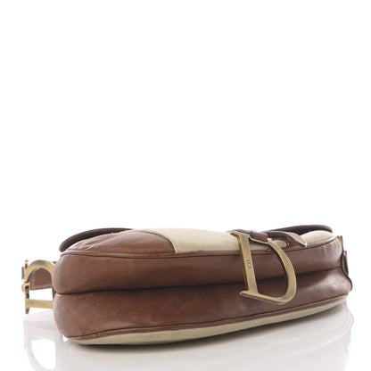 Christian Dior Canvas Calfskin Saddle Bag Beige 3 of 10