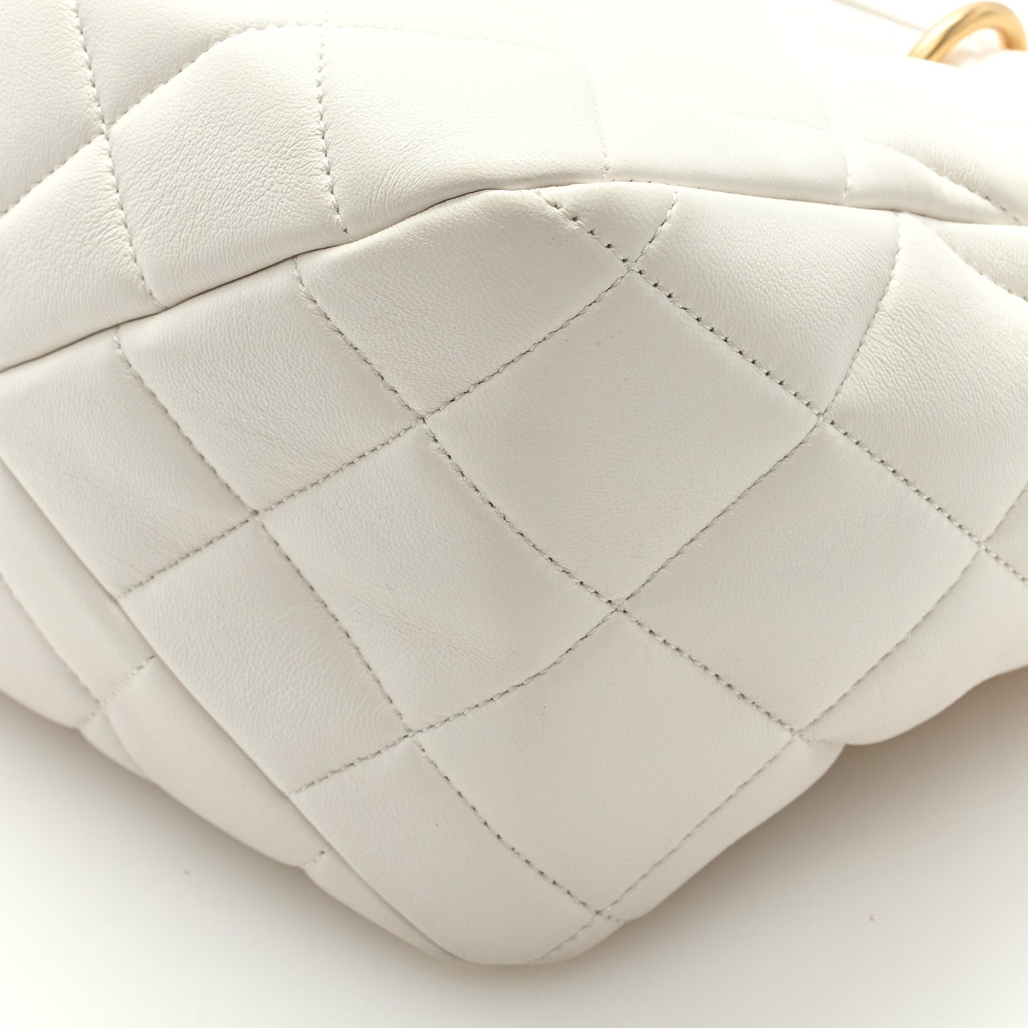 Lambskin Quilted Small Top Handle Shopping Bag White