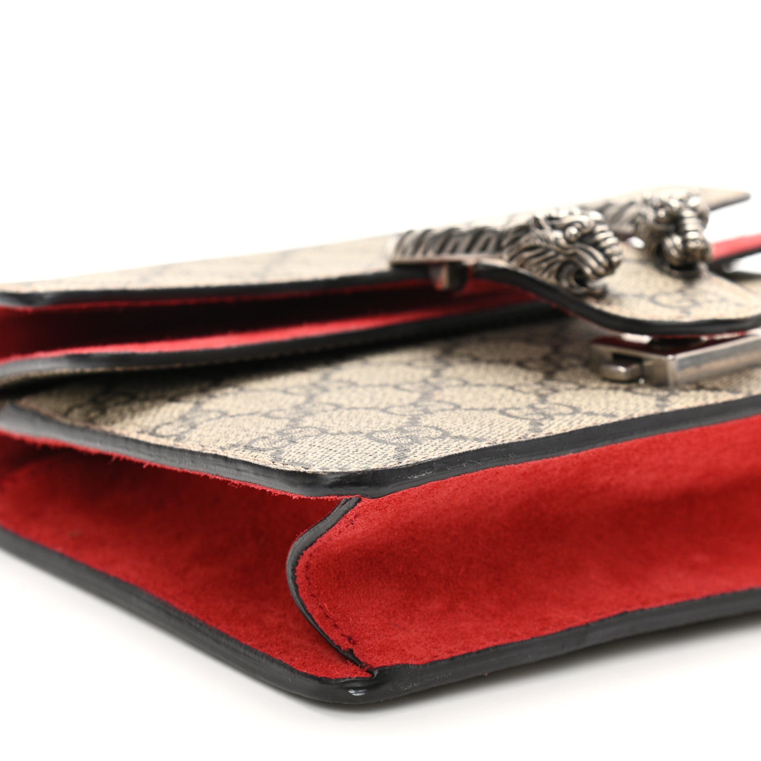 Gucci GG Supreme Monogram Suede Mini Dionysus Shoulder Bag Beige Ebony Vulcanic Red 9 of 14