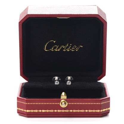 Cartier 18K White Gold Diamond .46ctw Solitaire Earrings 7 of 7