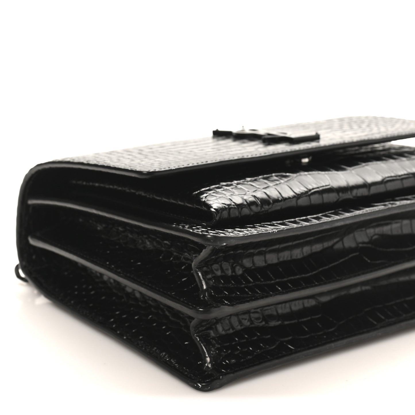 Calfskin Crocodile Embossed Medium Monochrome Monogram Sunset Black