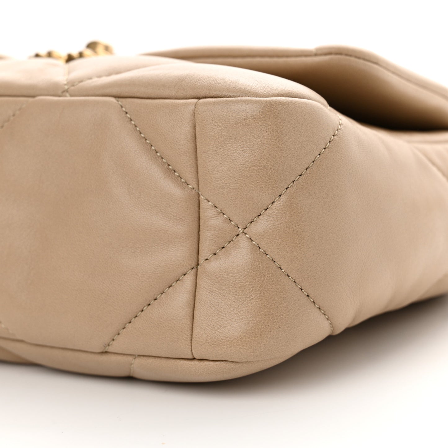 Lambskin Quilted Medium Chanel 19 Flap Dark Beige