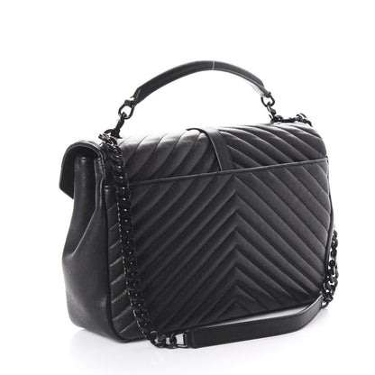 Saint Laurent Sheepskin Matelasse Chevron Monogram Monochrome Large College Satchel Black 2 of 8