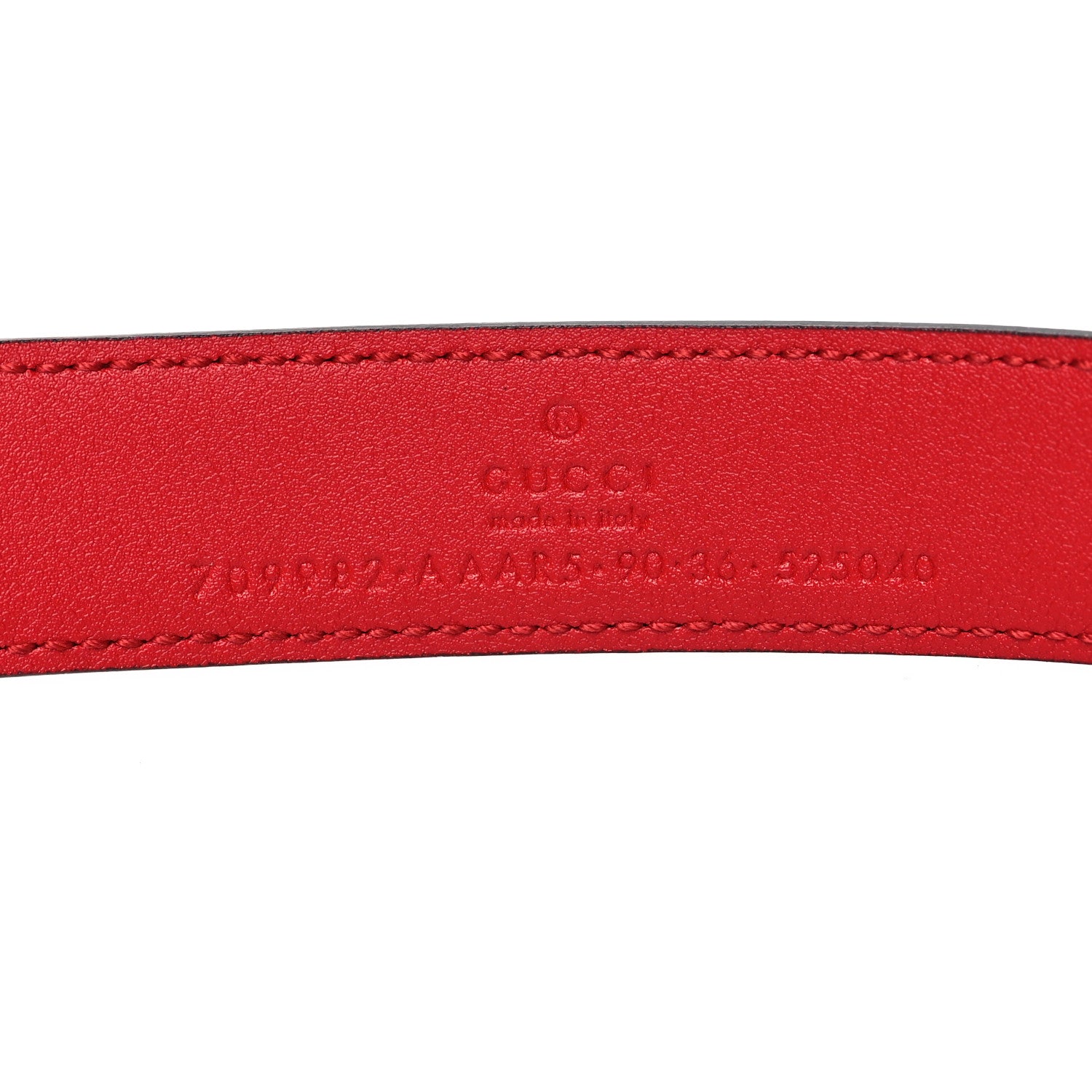 Gucci Textured Calfskin Interlocking G 25mm Belt 90 36 Hibiscus Red Mystic White 5 of 6