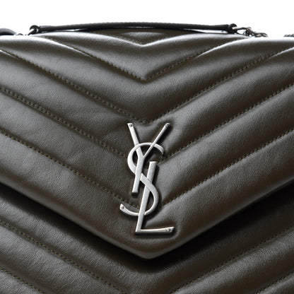 Saint Laurent Calfskin Y Quilted Monogram Medium Loulou Chain Satchel Kaki Fonce 9 of 11