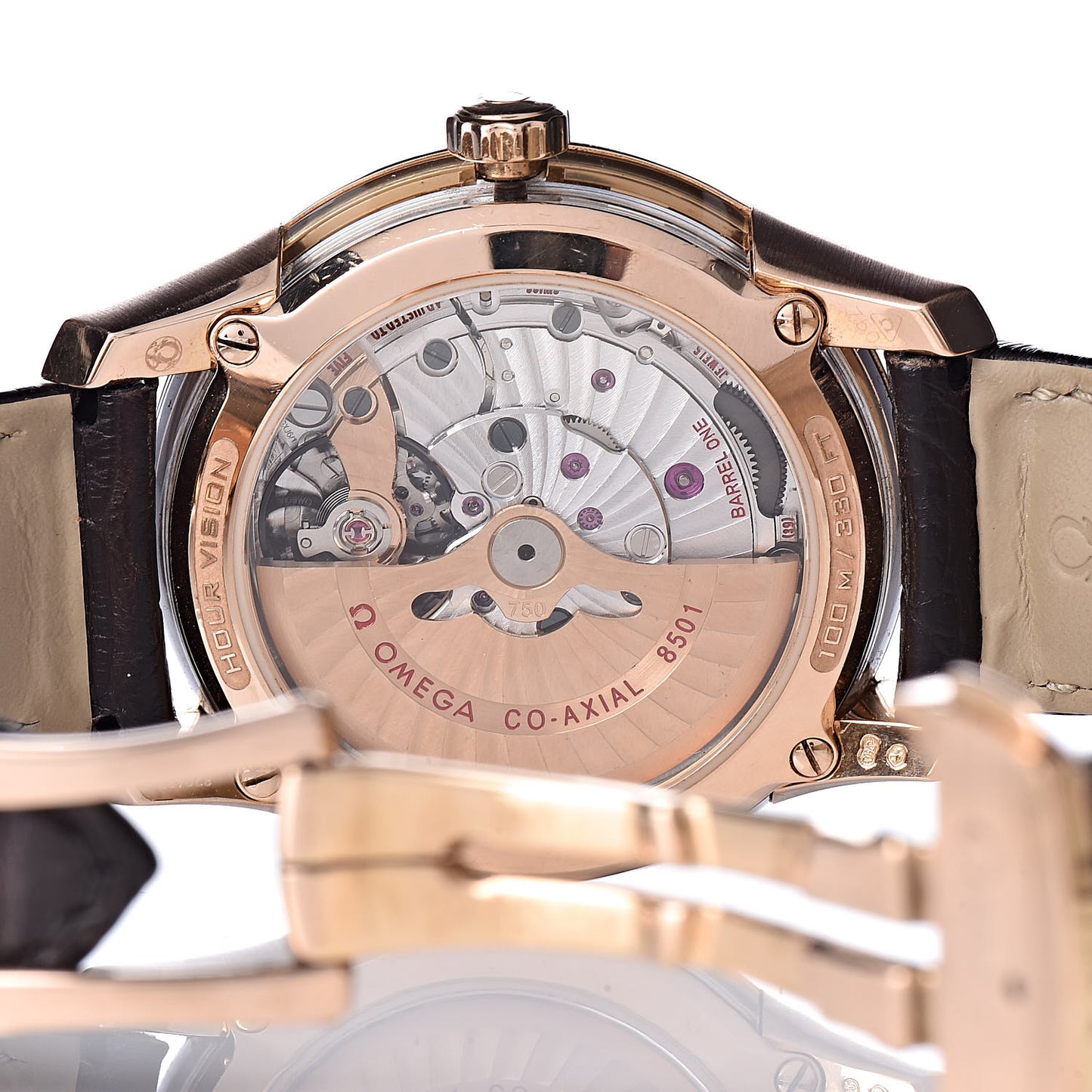 18K Red Gold Crocodile 41mm De Ville Hour Vision Co-Axial Automatic Watch Brown 431.63.41.21.13.001