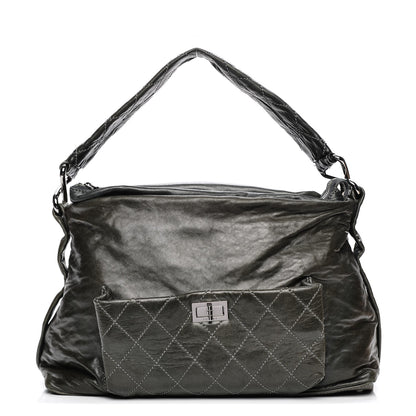 Chanel Lambskin Stitched 8 Knots Hobo Dark Grey 1 of 8