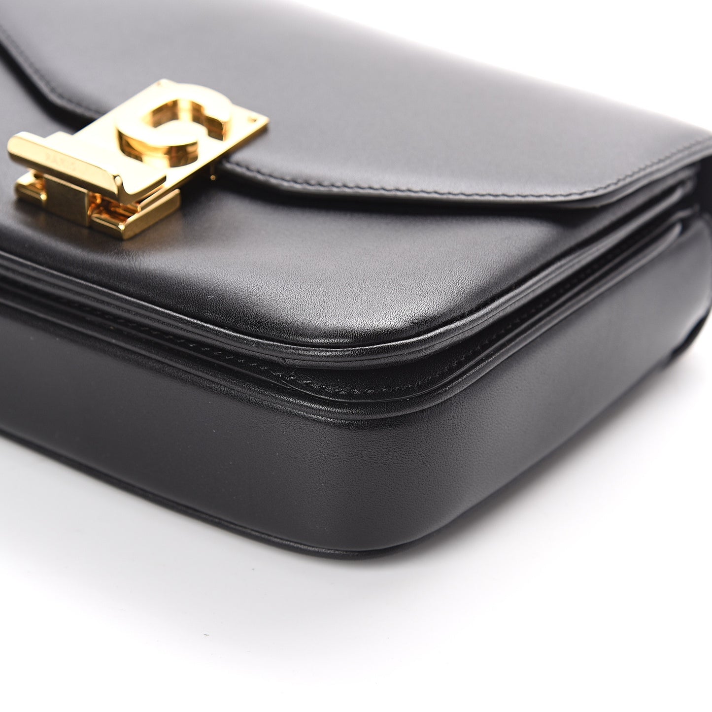 Shiny Calfskin Small C Bag Black