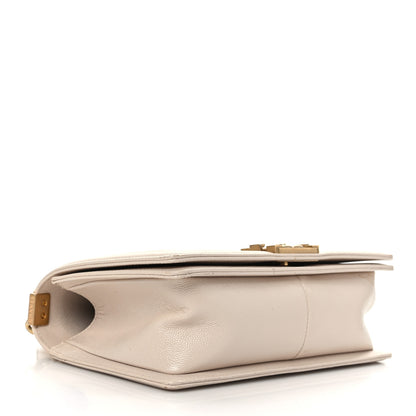 Chanel Caviar Chevron Quilted Medium Boy Flap Light Beige 4 of 9