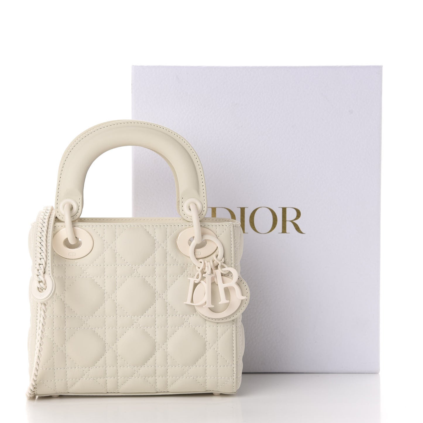 Ultra Matte Calfskin Cannage Mini Lady Dior White