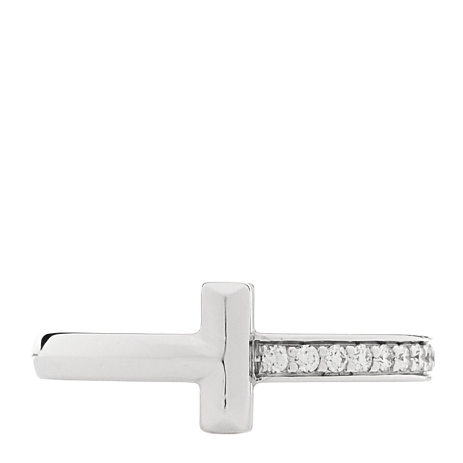 Tiffany 18K White Gold Diamond 2.5mm T T1 Ring 52 6 1 of 5