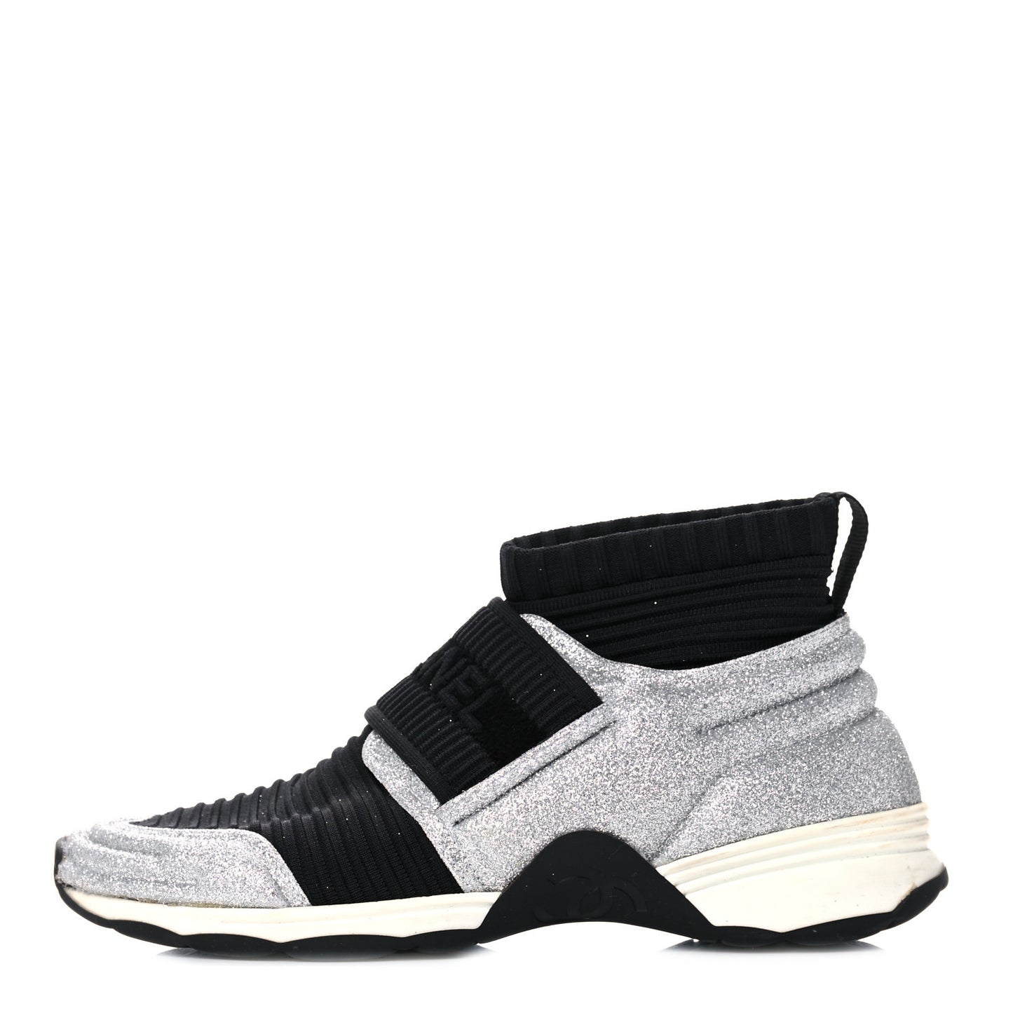 Glitter Stretch Fabric CC Sneakers 36.5 Black Silver