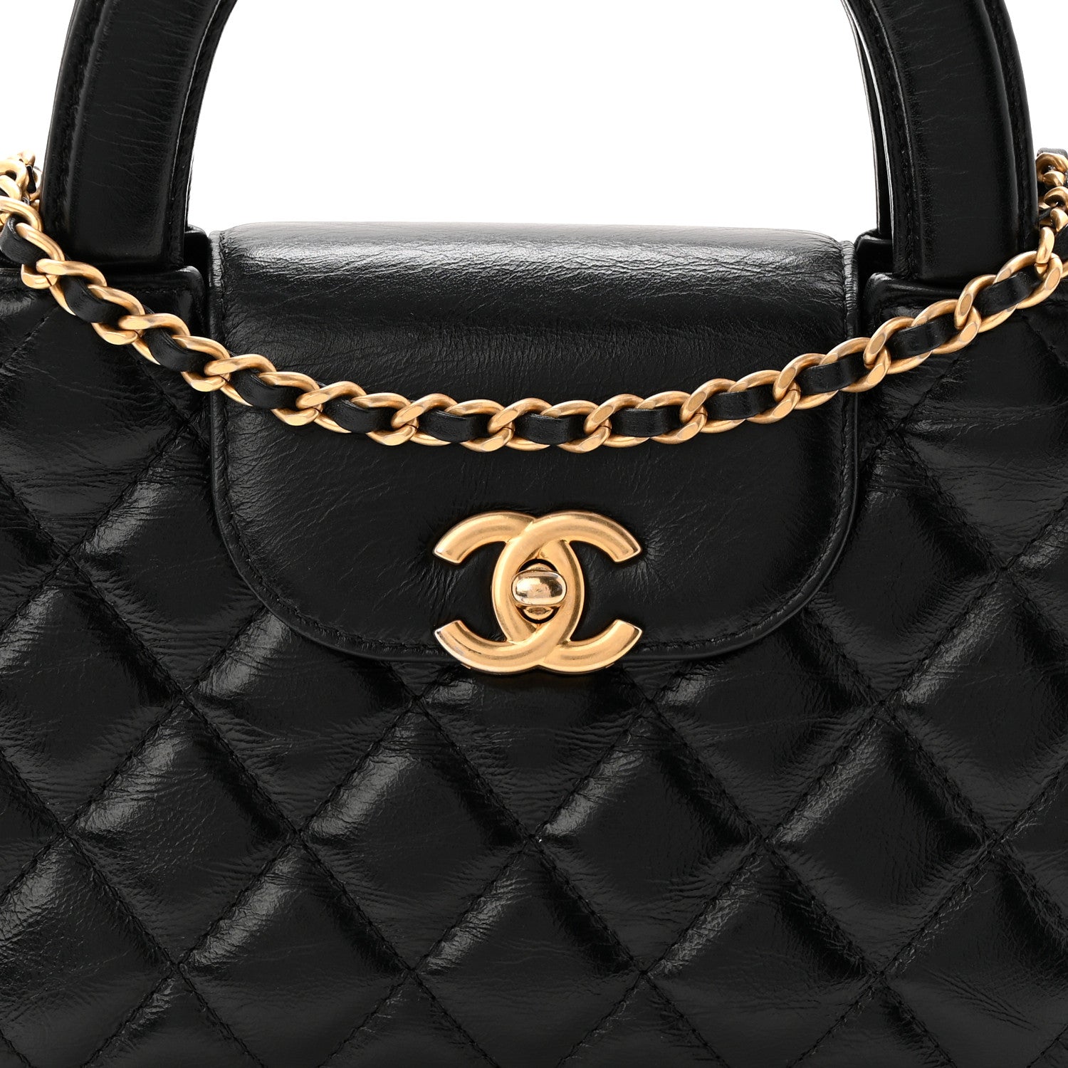 Chanel Shiny Aged Calfskin Quilted Nano Kelly Shopper Black 8 of 10