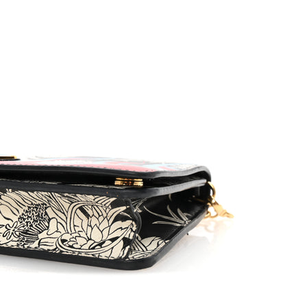 Prada Saffiano Flower Flame Chain Wallet Black Multicolor 9 of 9