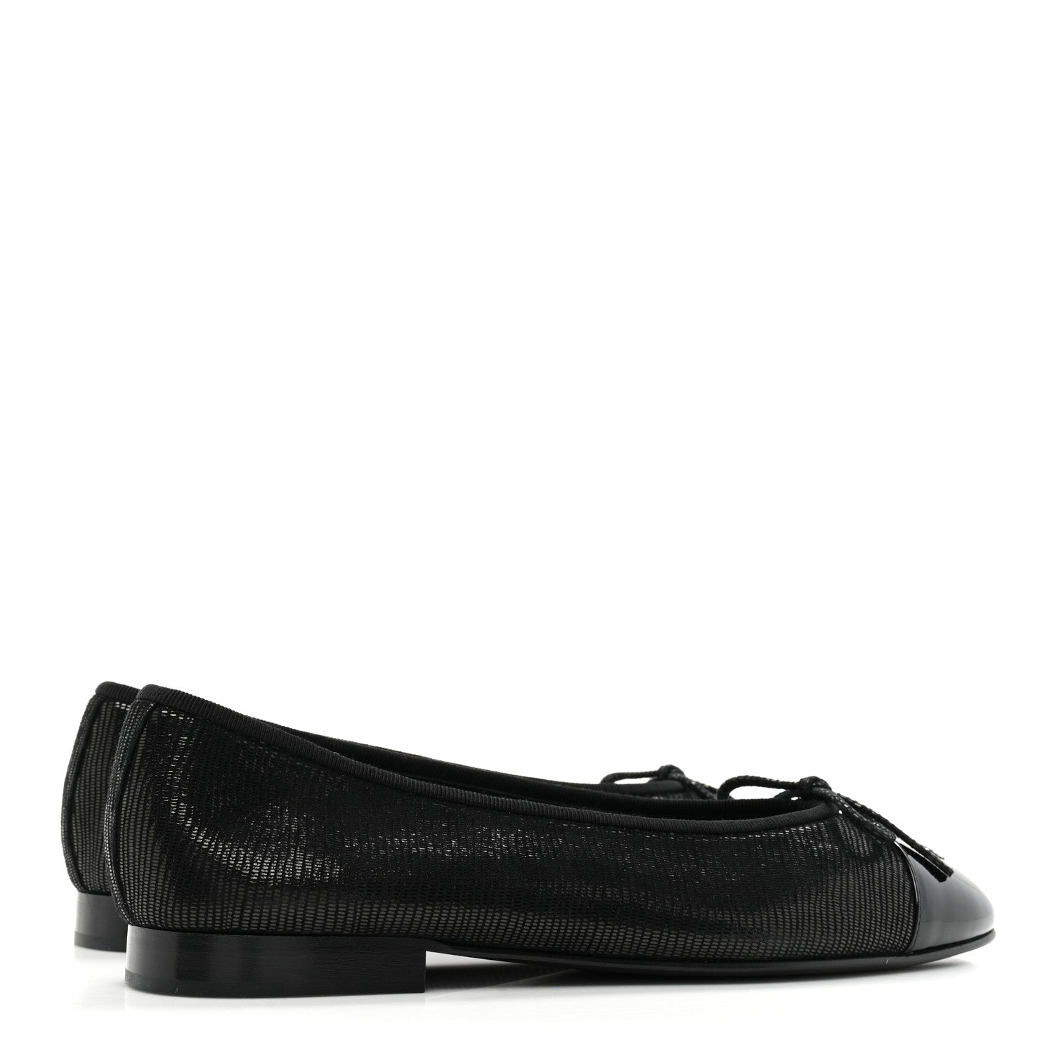 Chanel Suede Patent Cap Toe CC Ballerina Flats 38 Black 4 of 9