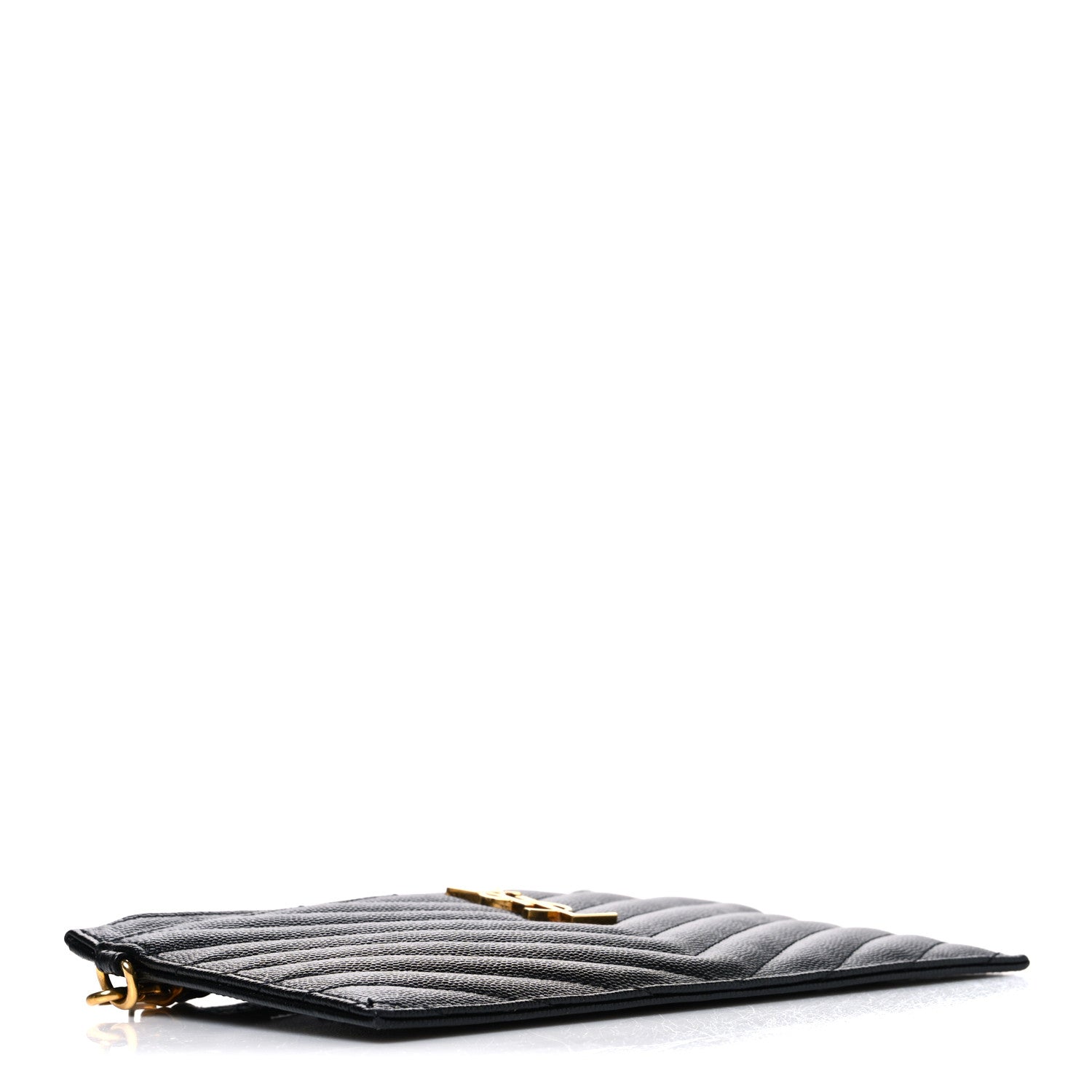 Saint Laurent Grain De Poudre Chevron Monogram Large Bill Pouch Black 4 of 7