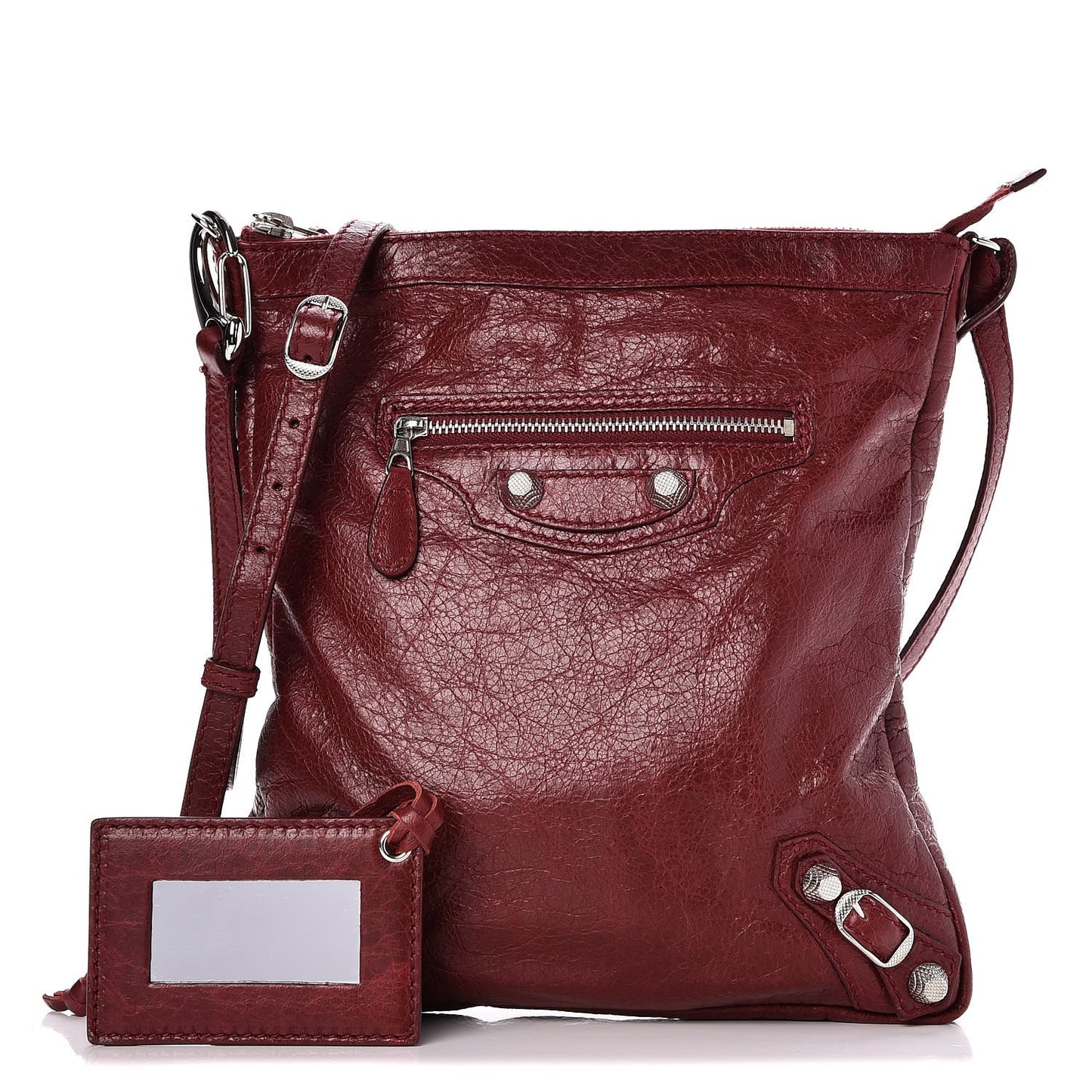 Agneau Giant 12 Silver Hardware Flat Crossbody Rouge Cerise