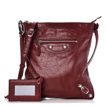 Balenciaga Agneau Giant 12 Silver Hardware Flat Crossbody Rouge Cerise 1 of 7