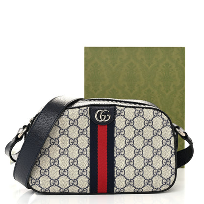 Gucci GG Supreme Monogram Textured Dollar Calfskin Web Small Ophidia Camera Bag Beige Blue 12 of 12