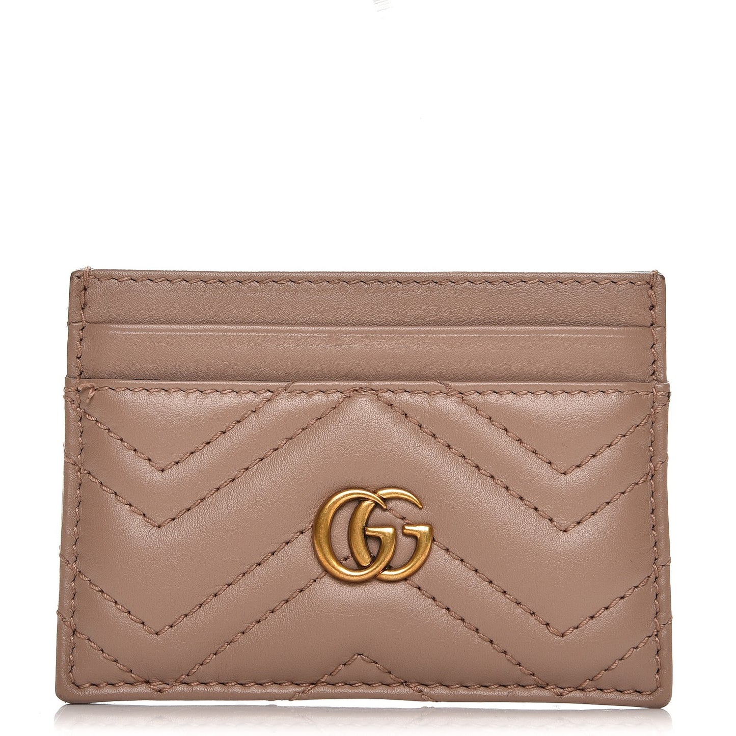 Calfskin Matelasse GG Marmont Card Holder Porcelain Rose