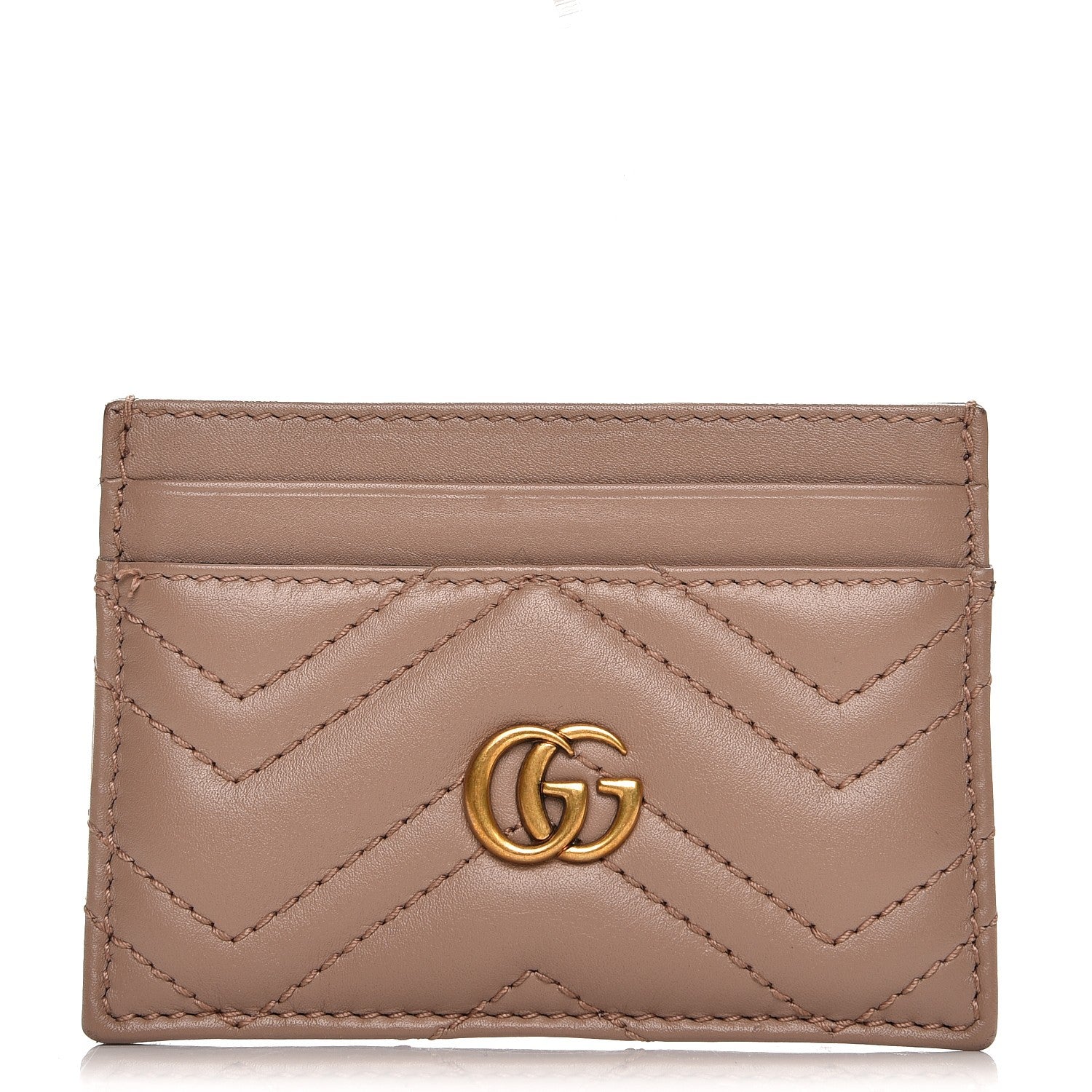 Gucci Calfskin Matelasse GG Marmont Card Holder Porcelain Rose 1 of 6