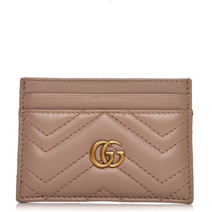 Gucci Calfskin Matelasse GG Marmont Card Holder Porcelain Rose 1 of 6