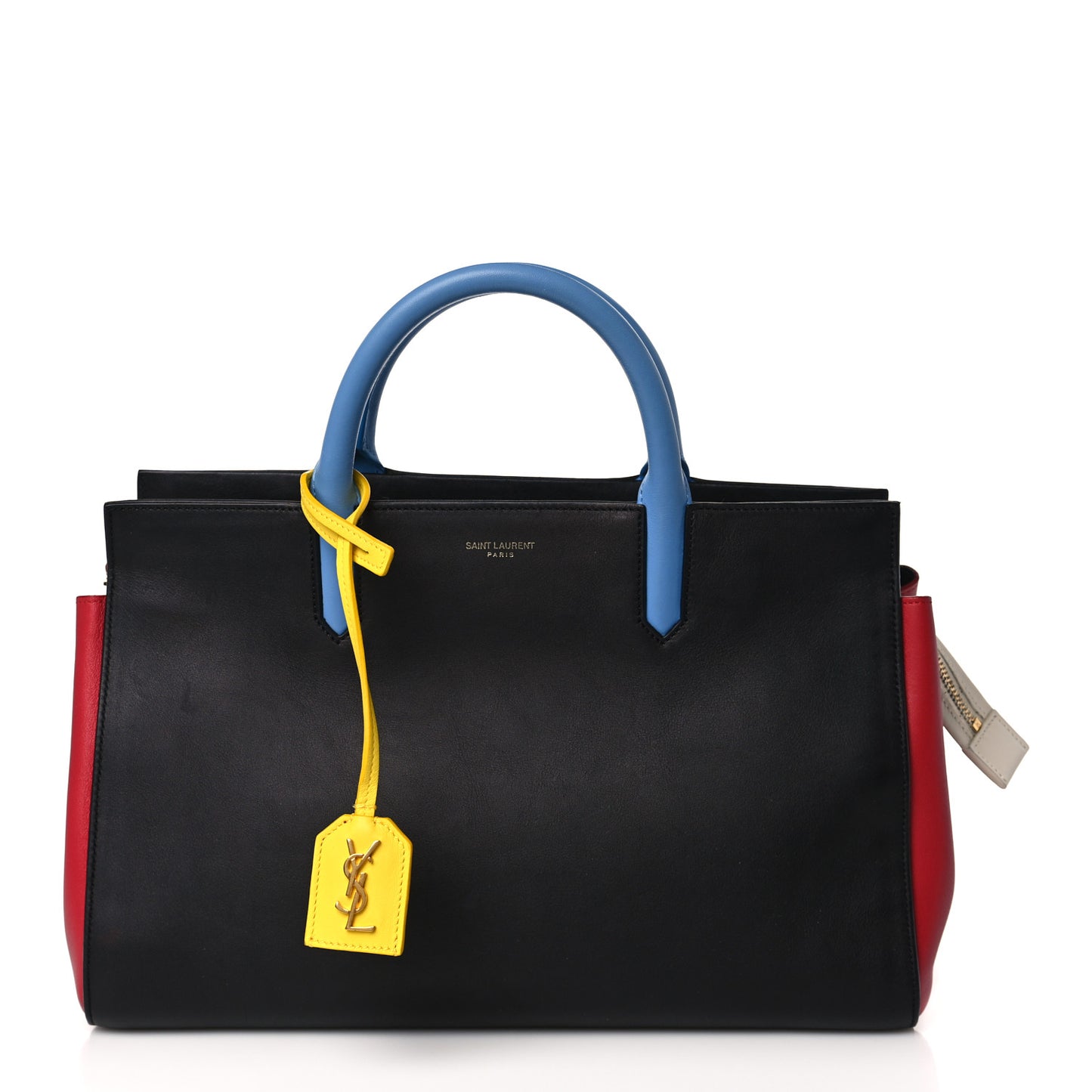 Calfskin Small Cabas Rive Gauche Bag Black Red Yellow White