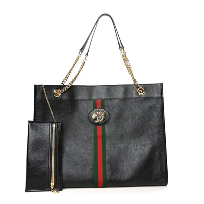 Gucci Calfskin Large Rajah Chain Tote Black 1 of 9