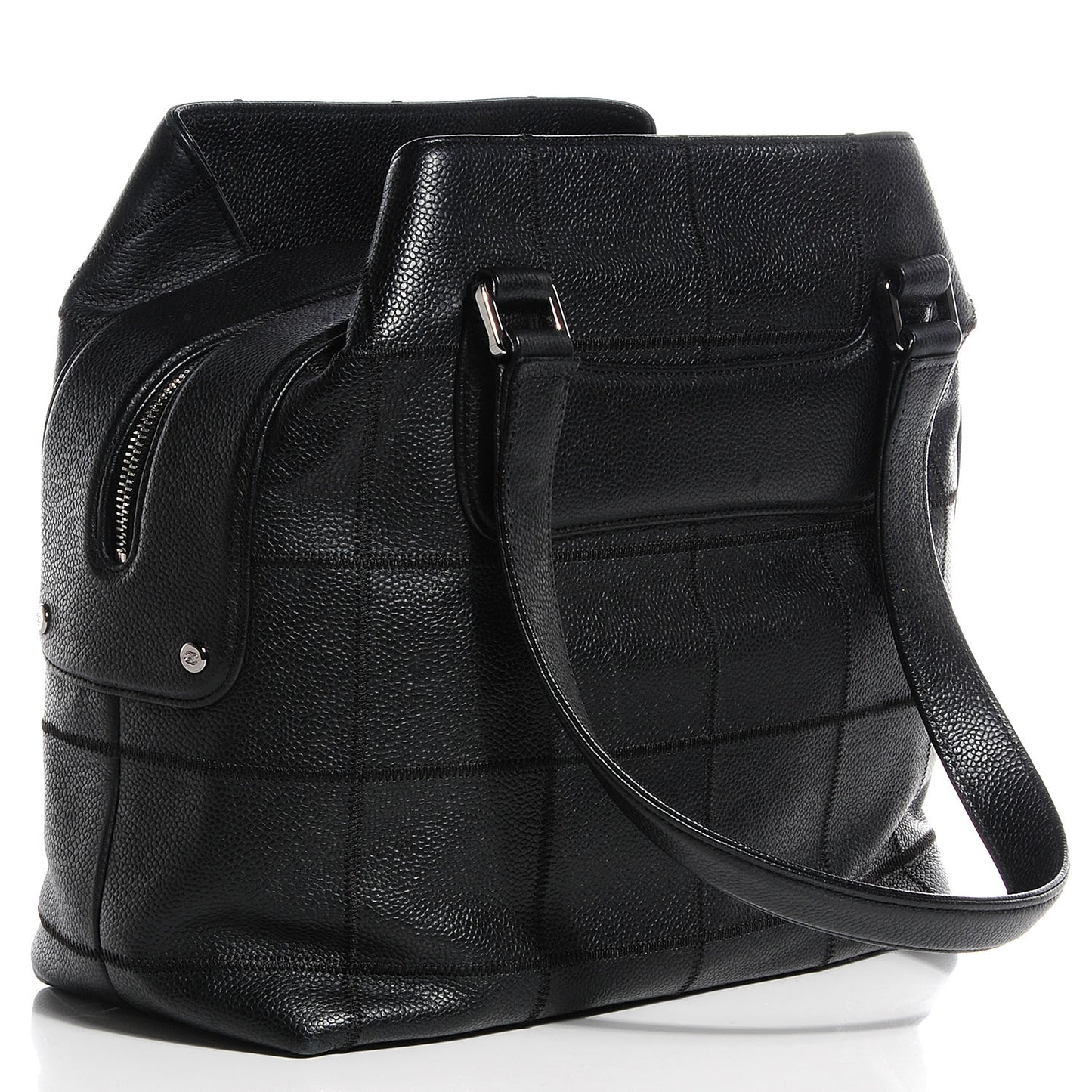 Caviar Square Stitched Large Tote Black