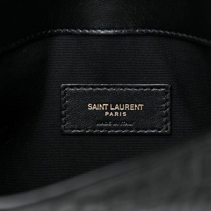 Saint Laurent Calfskin Crocodile Embossed Uptown Monogram Pouch Black 6 of 8
