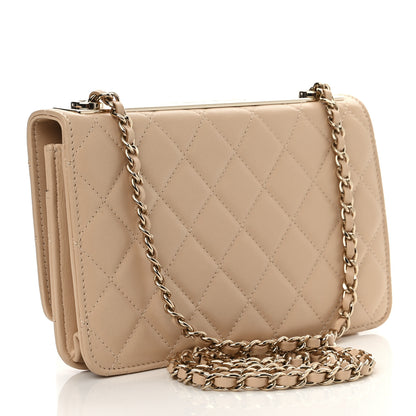 Chanel Lambskin Quilted Trendy CC Wallet On Chain WOC Beige 3 of 12