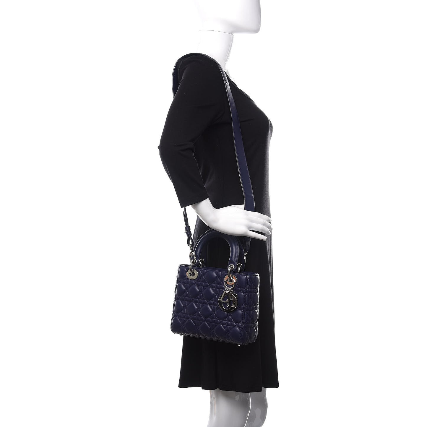 Lambskin Cannage Small Lucky Badges My Lady Dior Navy