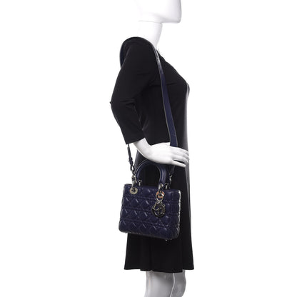 Christian Dior Lambskin Cannage Small Lucky Badges My Lady Dior Navy 2 of 9
