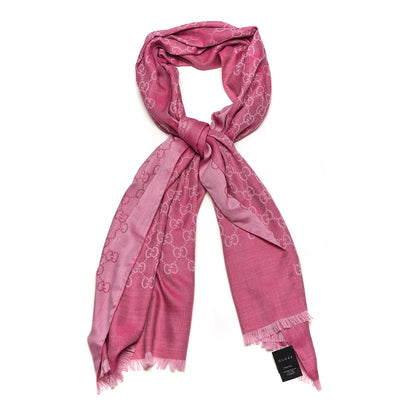 Gucci Wool Silk GG Jacquard Shawl Pink 3 of 4