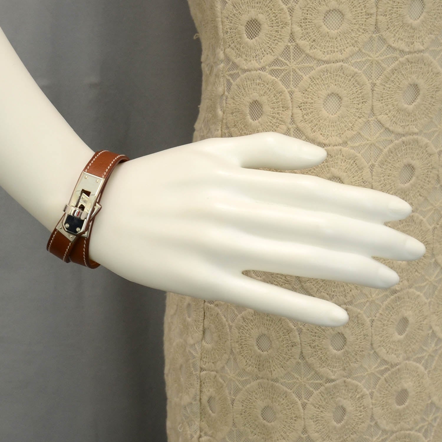 Hermes Natural Barenia Kelly Double Tour Bracelet Medium 2 of 6