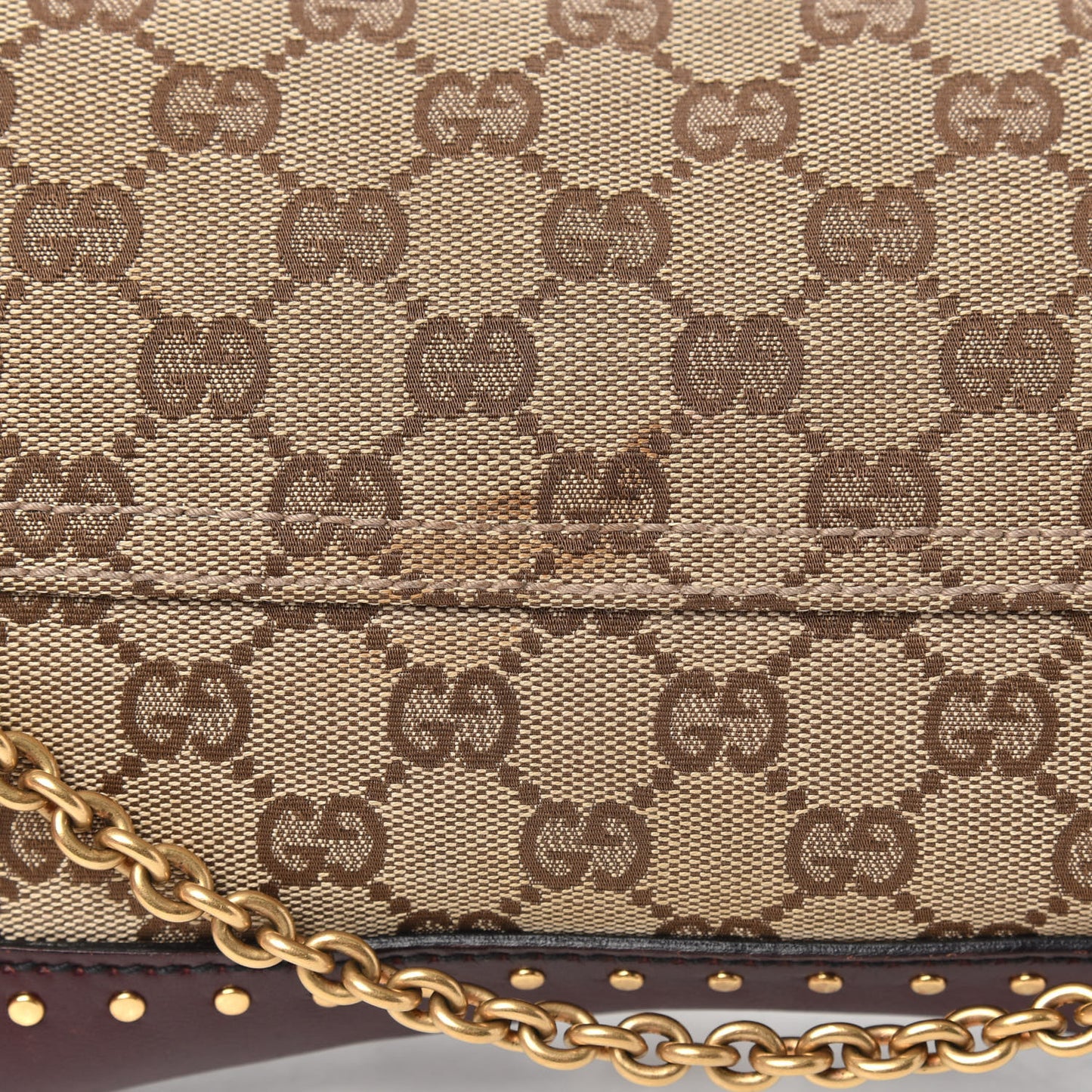 Monogram Studded Horsebit Clutch Bordeaux