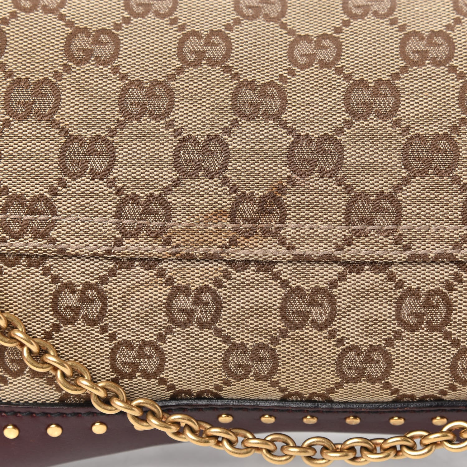 Gucci Monogram Studded Horsebit Clutch Bordeaux 12 of 14