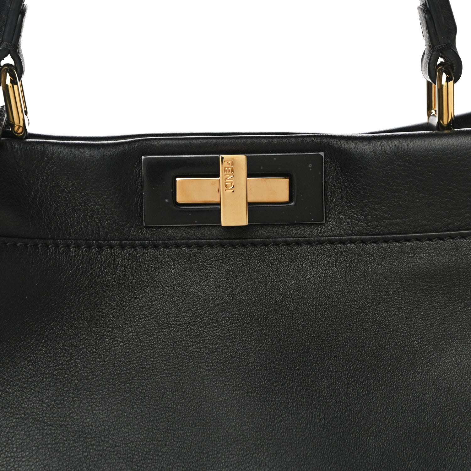Fendi Vitello Seta Shiny Nappa Medium Peekaboo Iconic Satchel Black 8 of 18
