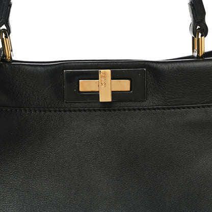 Fendi Vitello Seta Shiny Nappa Medium Peekaboo Iconic Satchel Black 8 of 18