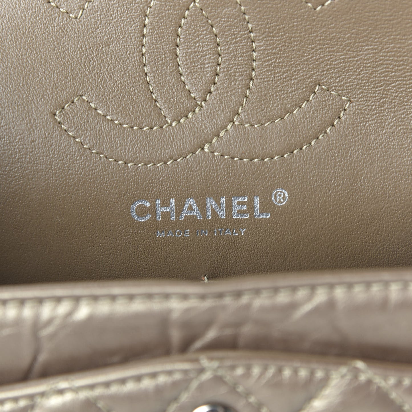 Metallic Calfskin Quilted 2.55 Reissue 224 Flap Gold