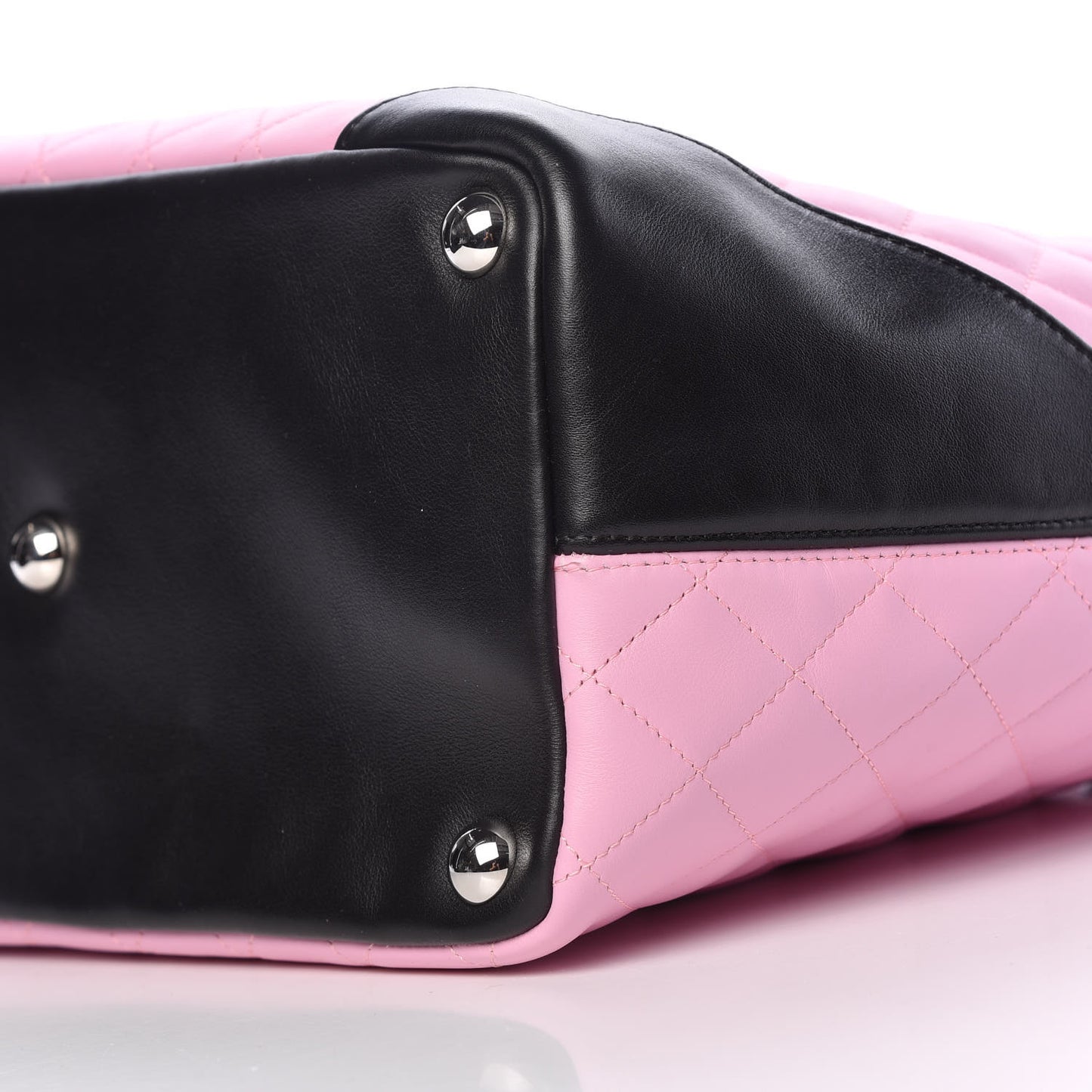 Calfskin Quilted Large Cambon Tote Pink Black
