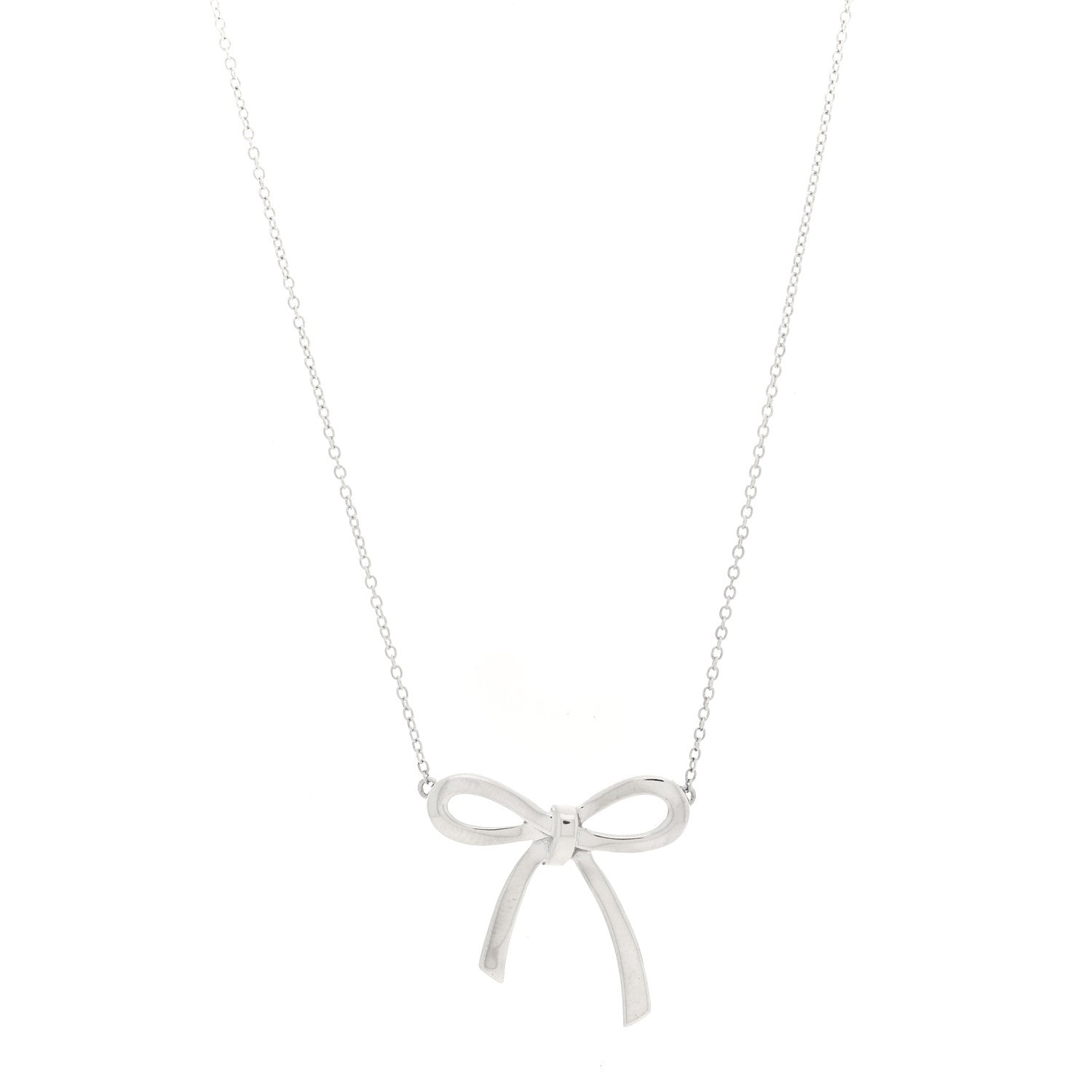 Tiffany Sterling Silver Small Bow Pendant Necklace 1 of 5