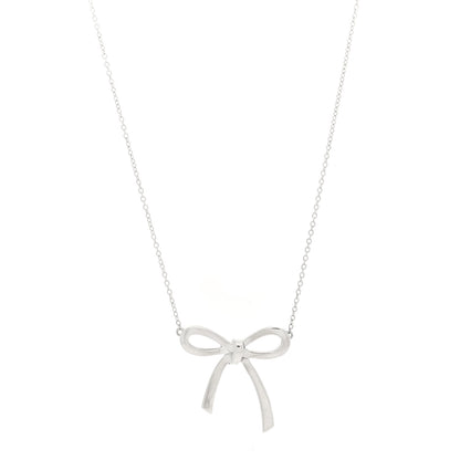 Tiffany Sterling Silver Small Bow Pendant Necklace 1 of 5