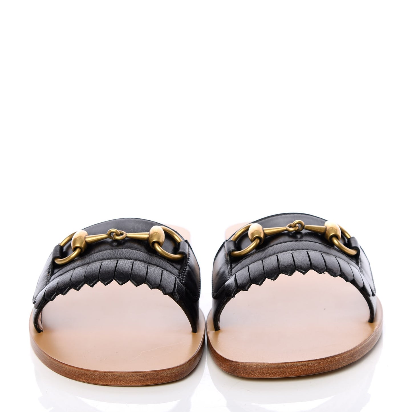 Malaga Kid Fringe Horsebit Slide Sandals 38 Black