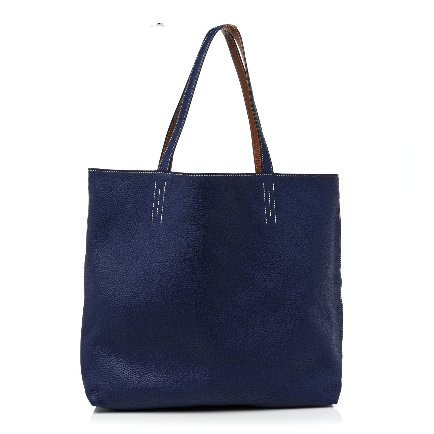 Hermes Taurillon Clemence Double Sens 45 Reversible Tote Gold Bleu Encre 1 of 14