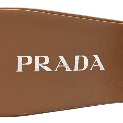 Prada Nappa Soft Padded Metal Triangle Logo 65mm Slide Sandals 41 Caramel 7 of 8