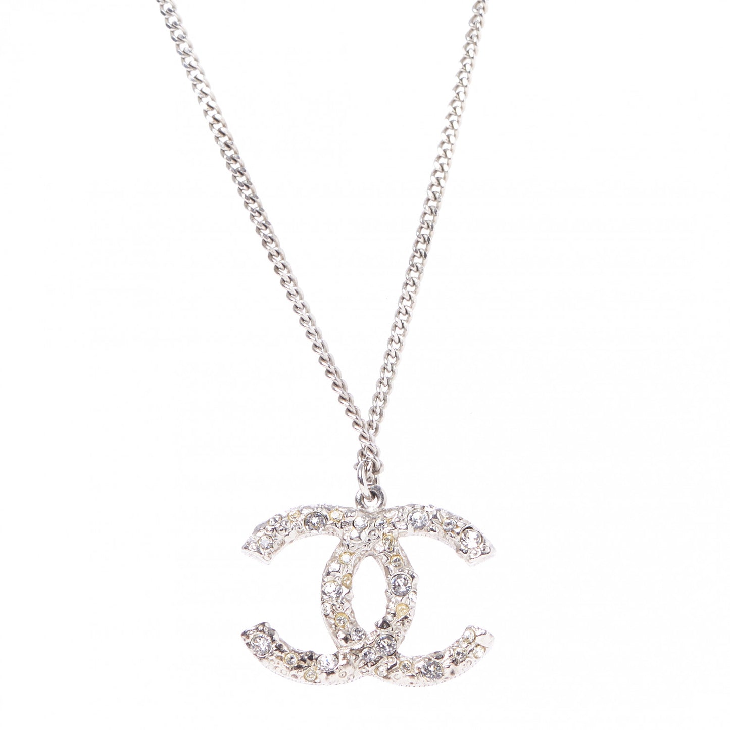 Crystal CC Pendant Necklace Silver