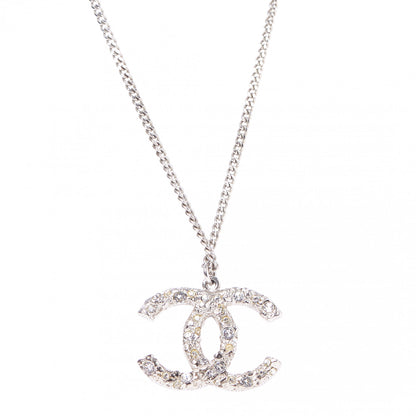 Chanel Crystal CC Pendant Necklace Silver 1 of 7