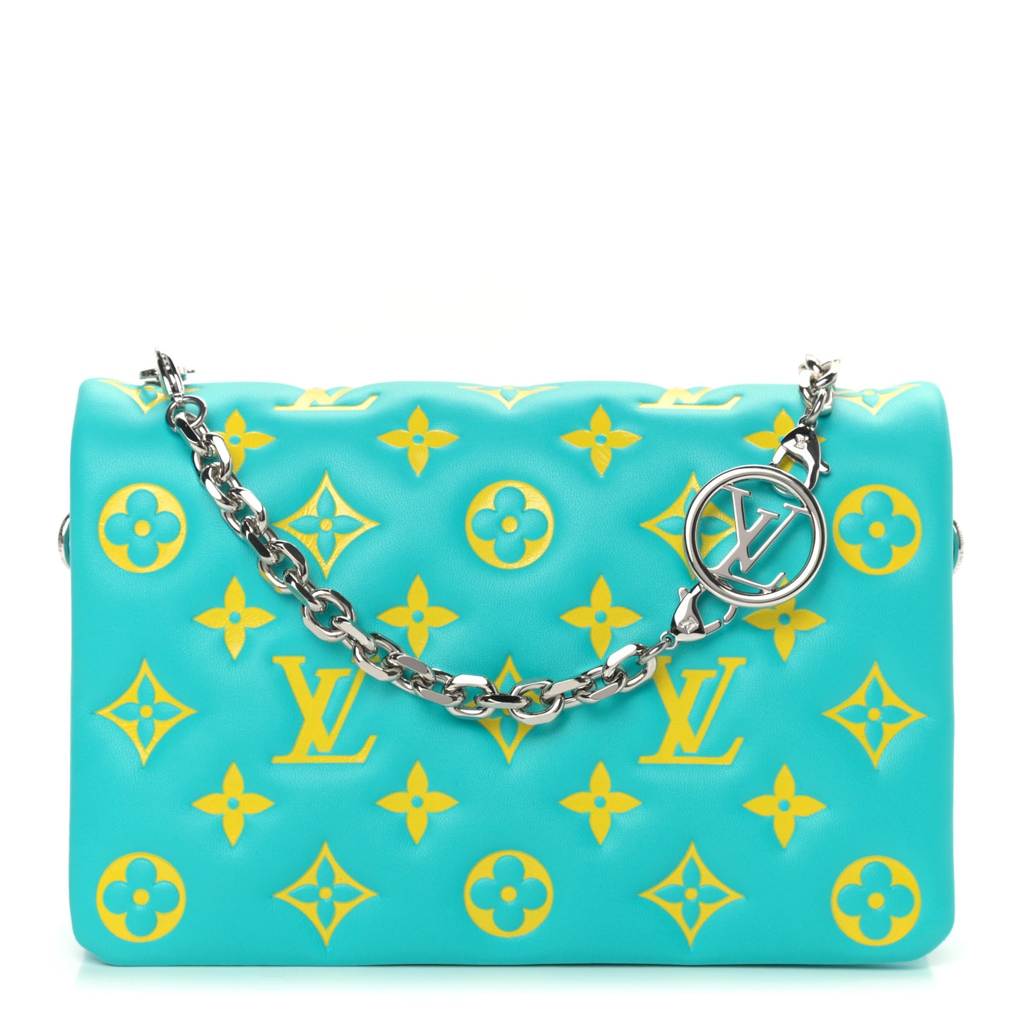Lambskin Embossed Monogram Vuittamins Pochette Coussin Menthe Jaune